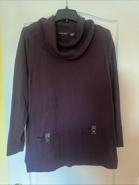 JEANNE PIERRE Plum Cowl Neck Sweater